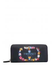 TWINSET Portafoglio Zip Around Logo floreale - Portafogli Donna