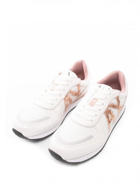 ARMANI EXCHANGE Sneaker running logo paillettes  opt.white+rose - Scarpe Donna