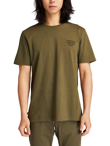 TIMBERLAND CAMO PRINT BACK BOX T-shirt in cotone, regular fit grapleaf - T-shirt Uomo