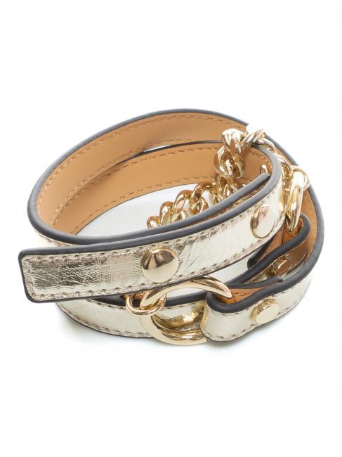 COCCINELLE Cintura sottile in pelle laminata con catena in metallo shiny gold - Cinture