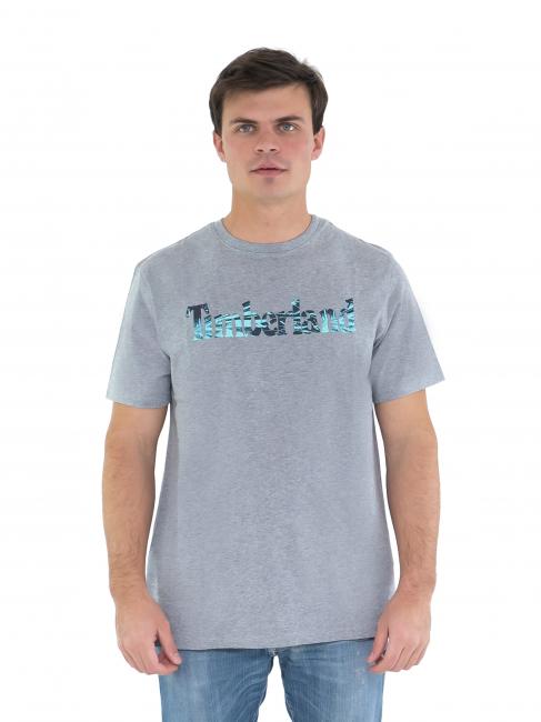 TIMBERLAND KR PATTERN LINEAR LOGO T-shirt in cotone medium grey heather - T-shirt Uomo