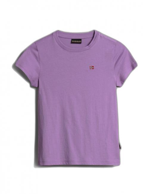 NAPAPIJRI K SALIS SS 2 T-shirt in cotone con micro bandiera violet pansy - T-shirt Bambino