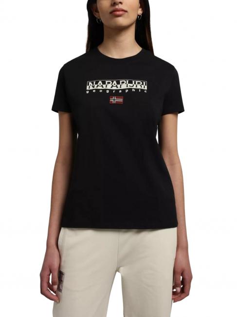 NAPAPIJRI S-AYAS T-shirt in cotone maxi logo black 041 - T-shirt e Top Donna
