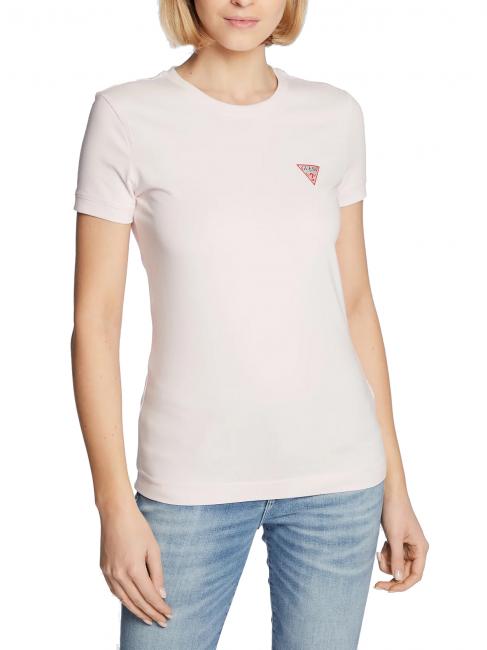 GUESS MINI TRIANGLE T-shirt girocollo in cotone low key pink - T-shirt e Top Donna