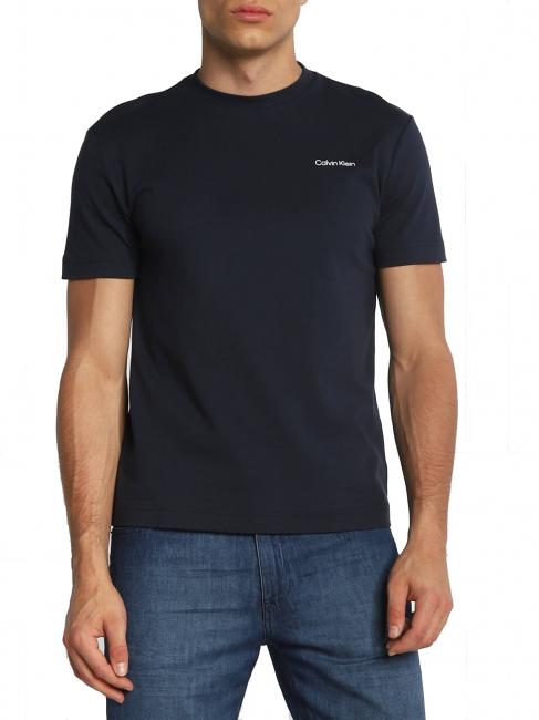 CALVIN KLEIN MICRO LOGO INTERLOCK T-shirt a maniche corte, in cotone nightsky - T-shirt Uomo
