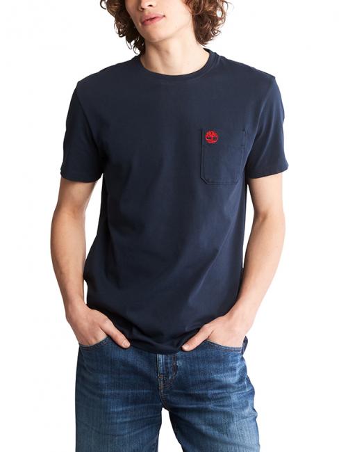 TIMBERLAND DUNSTAN RIVER T-shirt in cotone con taschino dark sapphire - T-shirt Uomo