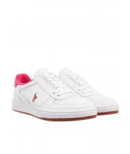 RALPH LAUREN POLO LACE Sneaker in pelle white/hot pink - Scarpe Uomo - 1