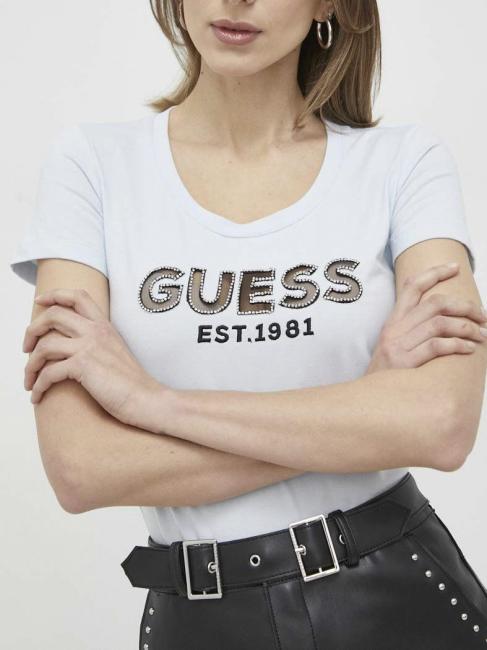GUESS MESH LOGO  T-shirt con trasparenze purwhite - T-shirt e Top Donna