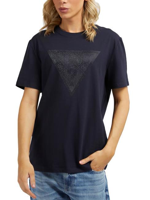 GUESS SHINY GEL TRIANGLE T-shirt con applicazione smartblue - T-shirt Uomo