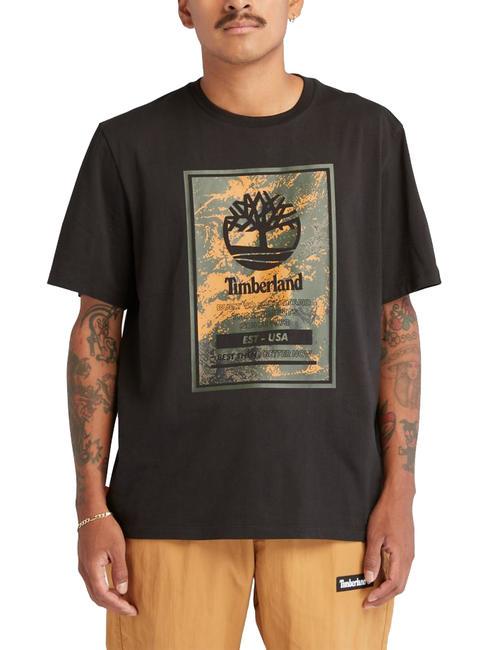 TIMBERLAND SHORT SLEEVE PRINTED LOGO T-shirt in cotone NERO - Polo Uomo