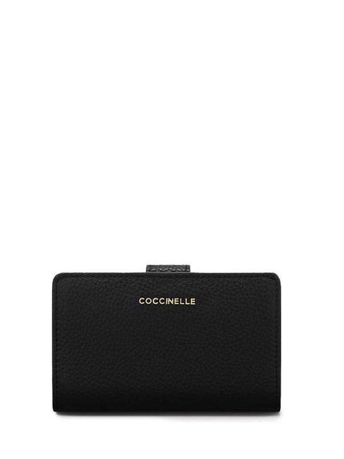 COCCINELLE METALLIC SOFT Portafoglio Medio in pelle Nero - Beauty Case