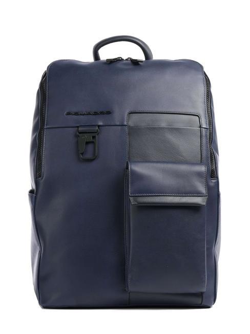 PIQUADRO FINN Zaino porta PC 14" in pelle blu - Zaini da lavoro porta PC