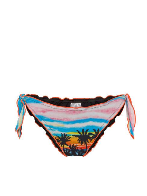 SUN68 PRINT Slip bikini riccio con laccetti turchese/nero - Costumi da bagno Donna