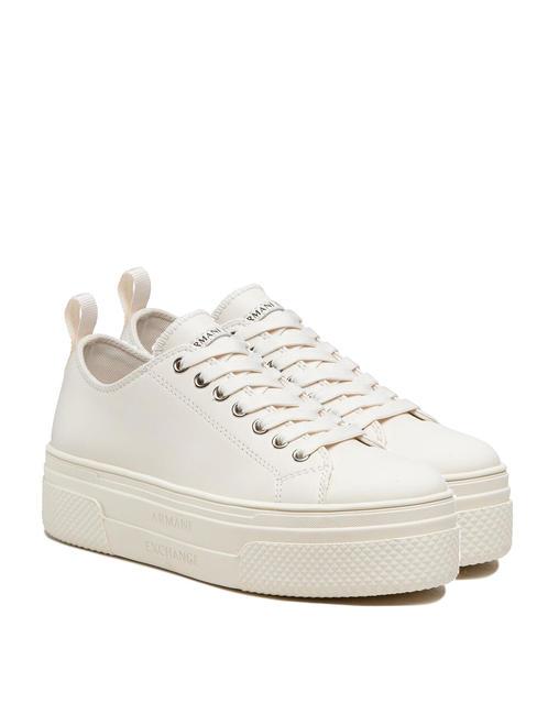 ARMANI EXCHANGE PLATFORM Sneaker alta n pelle WHITE / OFF WHITE - Scarpe Donna