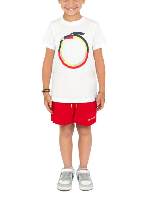 TRUSSARDI TAMAYO Completo t-shirt e bermuda white/red - Tute bambini