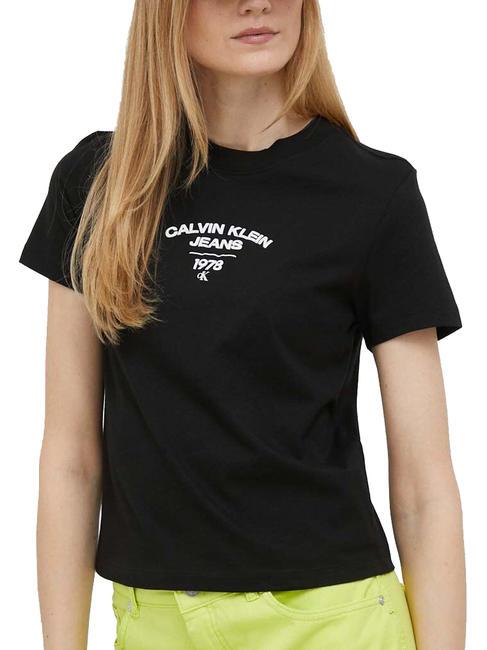 CALVIN KLEIN CK JEANS VARSITY LOGO BABY T-shirt in cotone Ck Black - T-shirt e Top Donna