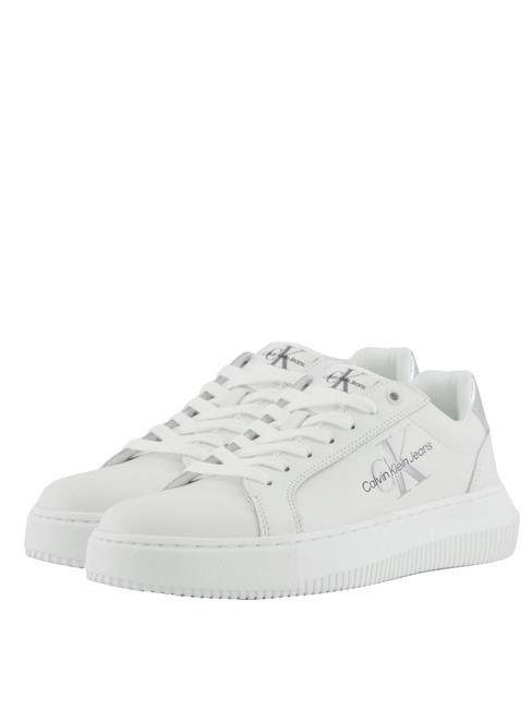 CALVIN KLEIN CK JEANS Chunky Cupsole Sneakers in pelle white/silver - Scarpe Donna