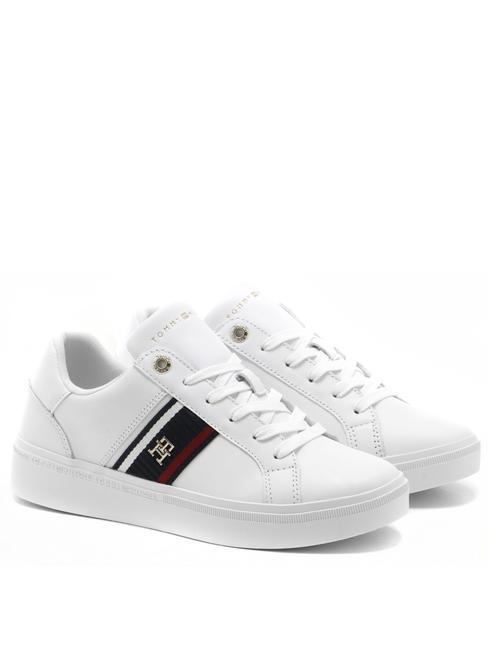 TOMMY HILFIGER corp webbing sneakers pelle  white - Scarpe Donna