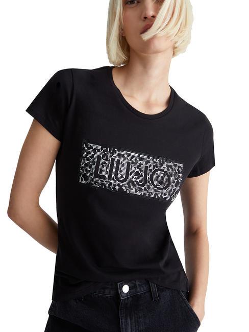 LIUJO MODA T-shirt logo paillettes nero macula liujo - T-shirt e Top Donna