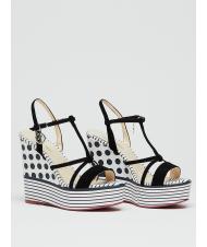 MANILA GRACE CAMPIONARIO Zeppa a pois e righe con fasce in pelle - Scarpe Donna