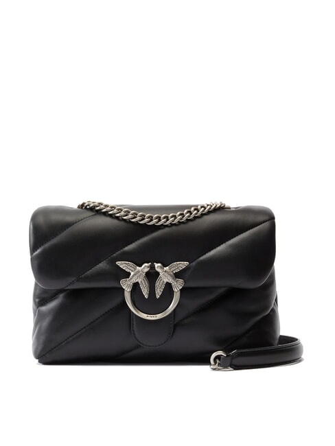 PINKO CLASSIC LOVE PUFF Borsa in pelle nappa nero-old silver - Borse Donna