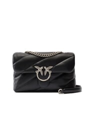 PINKO CLASSIC LOVE PUFF Borsa in pelle nappa nero-old silver - Borse Donna - 1