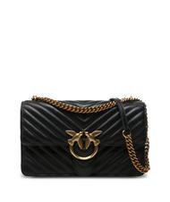 PINKO CLASSIC LOVE ONE Borsa in pelle nappa nero-antique gold - Borse Donna - 1