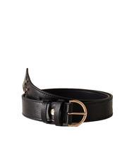 BORBONESE QUARTER Cintura in pelle fibbia stondata Nero - Cinture - 1