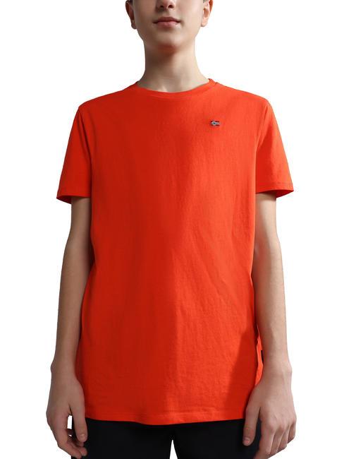 NAPAPIJRI K SALIS SS 2 T-shirt in cotone con micro bandiera red cherry r05 - T-shirt Bambino
