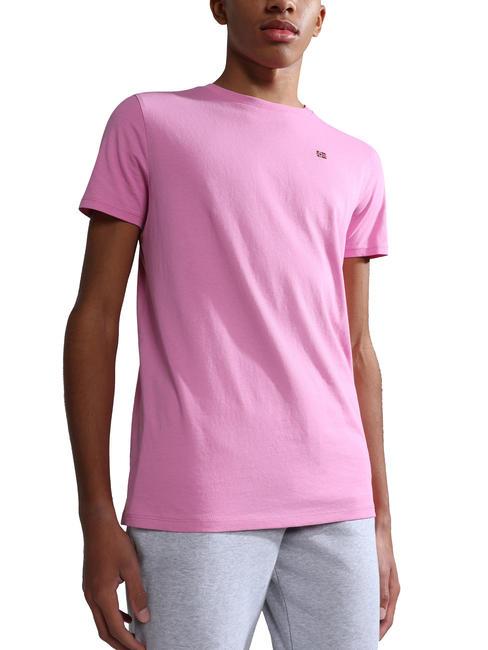 NAPAPIJRI K SALIS SS 2 T-shirt in cotone con micro bandiera pink cyclam p91 - T-shirt Bambino