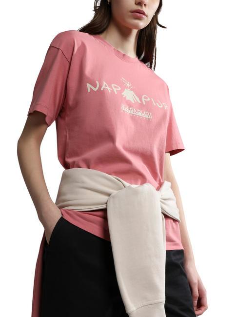 NAPAPIJRI S-MORENO T-shirt in cotone pink unltd ss23 - T-shirt e Top Donna