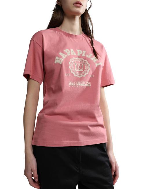 NAPAPIJRI S-MORENO T-shirt in cotone pink lulu - T-shirt e Top Donna