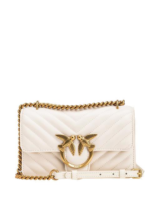 PINKO MINI LOVE BAG Borsa one chevron bianco seta-antique gold - Borse Donna
