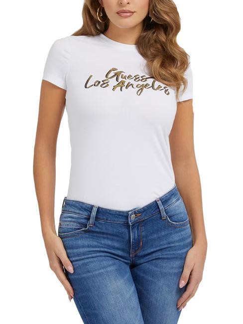 GUESS LOS ANGELES T-shirt in cotone stretch purwhite - T-shirt e Top Donna