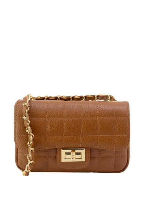 LESAC GIULIA Borsa tracolla catena in pelle dollaro  cuoio scuro - Borse Donna