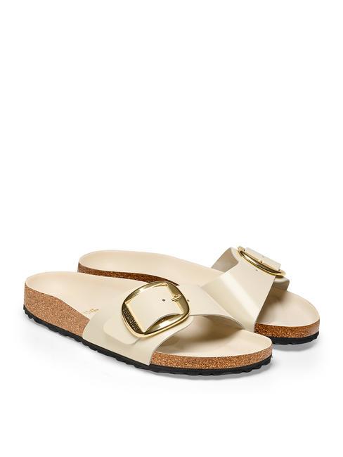 BIRKENSTOCK MADRID BIG BUCKLE Ciabatta in pelle vernice shine ecru - Scarpe Donna