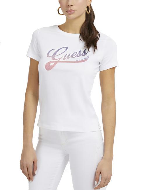 GUESS SHADED T-shirt logo in cotone purwhite - T-shirt e Top Donna