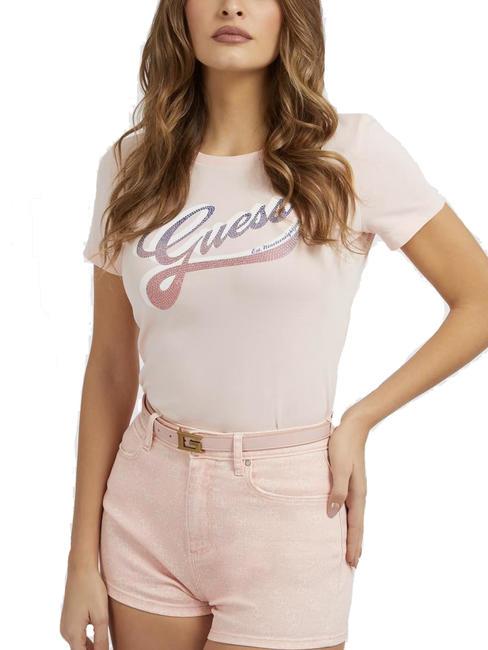 GUESS SHADED T-shirt logo in cotone calm pink - T-shirt e Top Donna
