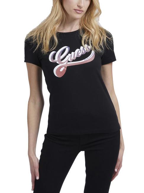 GUESS SHADED T-shirt logo in cotone jetbla - T-shirt e Top Donna