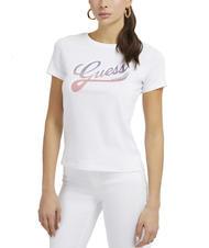 GUESS SHADED T-shirt logo in cotone purwhite - T-shirt e Top Donna - 1