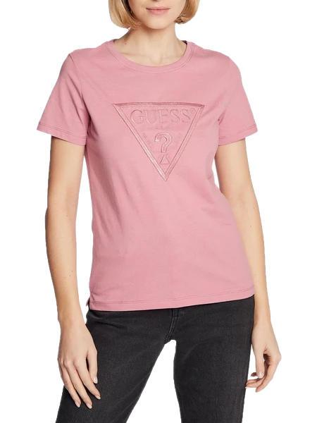 GUESS ANGELINA T-shirt in cotone low key pink - T-shirt e Top Donna