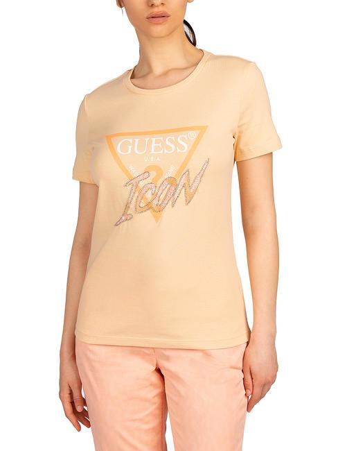 GUESS ICON T-shirt in cotone sandy peach - T-shirt e Top Donna