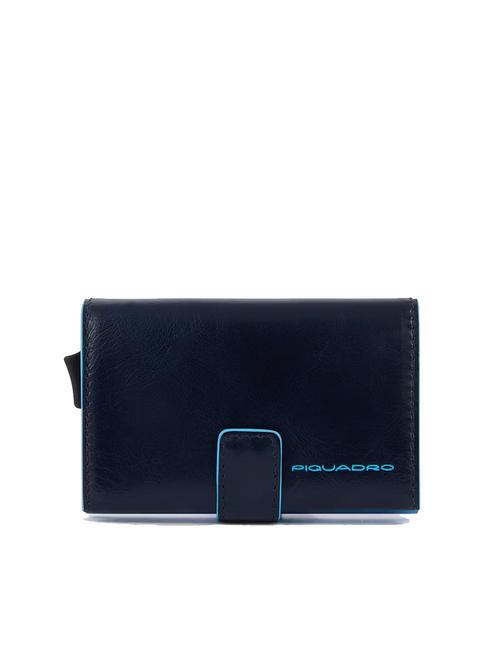 PIQUADRO BLUE SQUARE Portacarte di credito in pelle e metallo blu - Portafogli Uomo