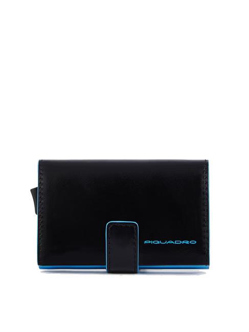 PIQUADRO BLUE SQUARE Portacarte di credito in pelle e metallo Nero - Portafogli Uomo