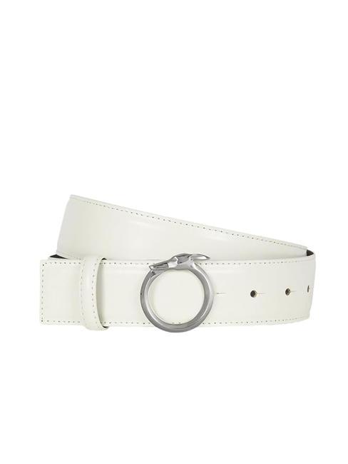 TRUSSARDI GREYHOUND  Cintura in pelle Made in Italy off-white - Cinture