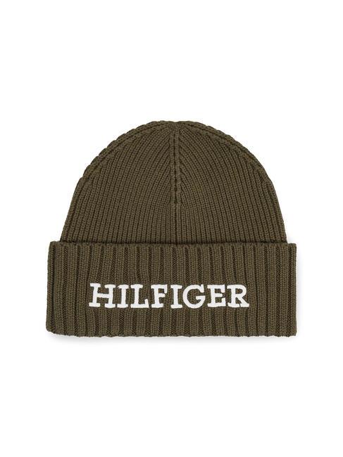TOMMY HILFIGER MONOTYPE BEANIE Cappello in cotone e lana army green - Cappelli