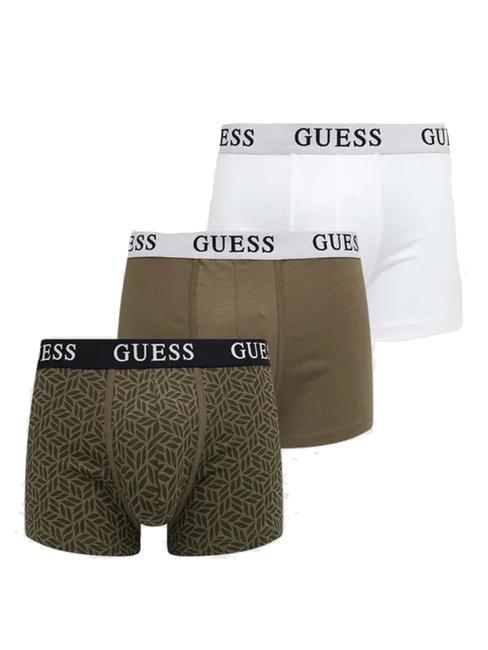 GUESS JOES Set 3 boxer in cotone army olive leaves - Slip Uomo