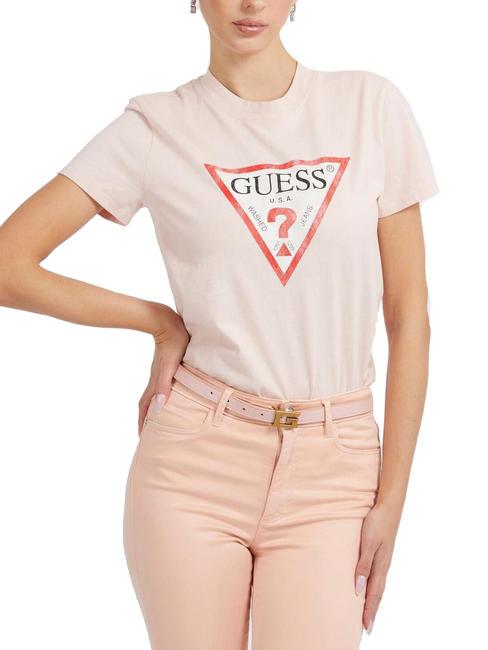 GUESS CLASSIC FIT LOGO T-shirt con logo triangolo calm pink - T-shirt e Top Donna