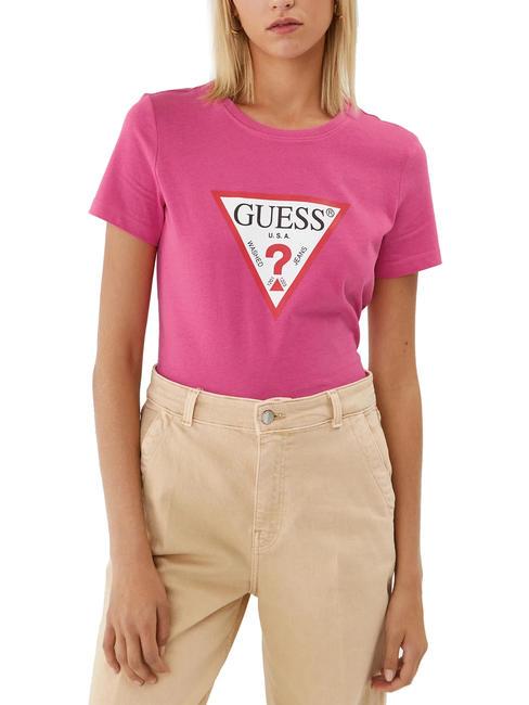 GUESS ORIGINAL LOGO T-shirt triangle pink punch - T-shirt e Top Donna