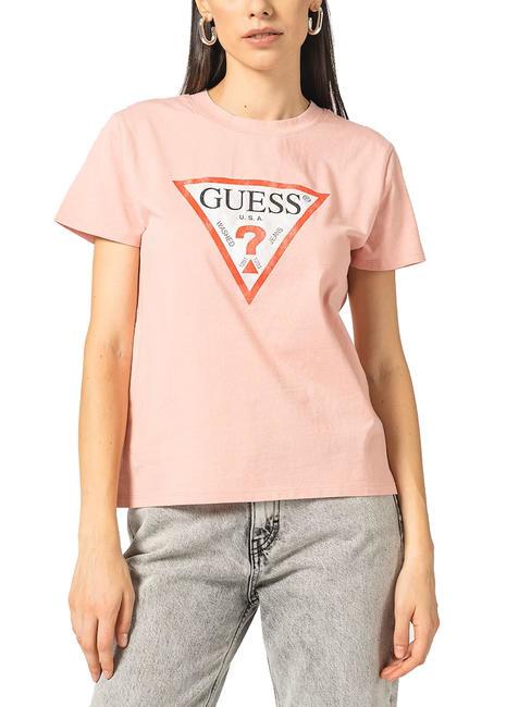 GUESS CLASSIC FIT LOGO T-shirt con logo triangolo smooth pink - T-shirt e Top Donna